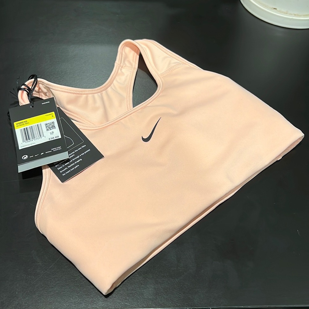 NWT peach pink nike sports bra - small